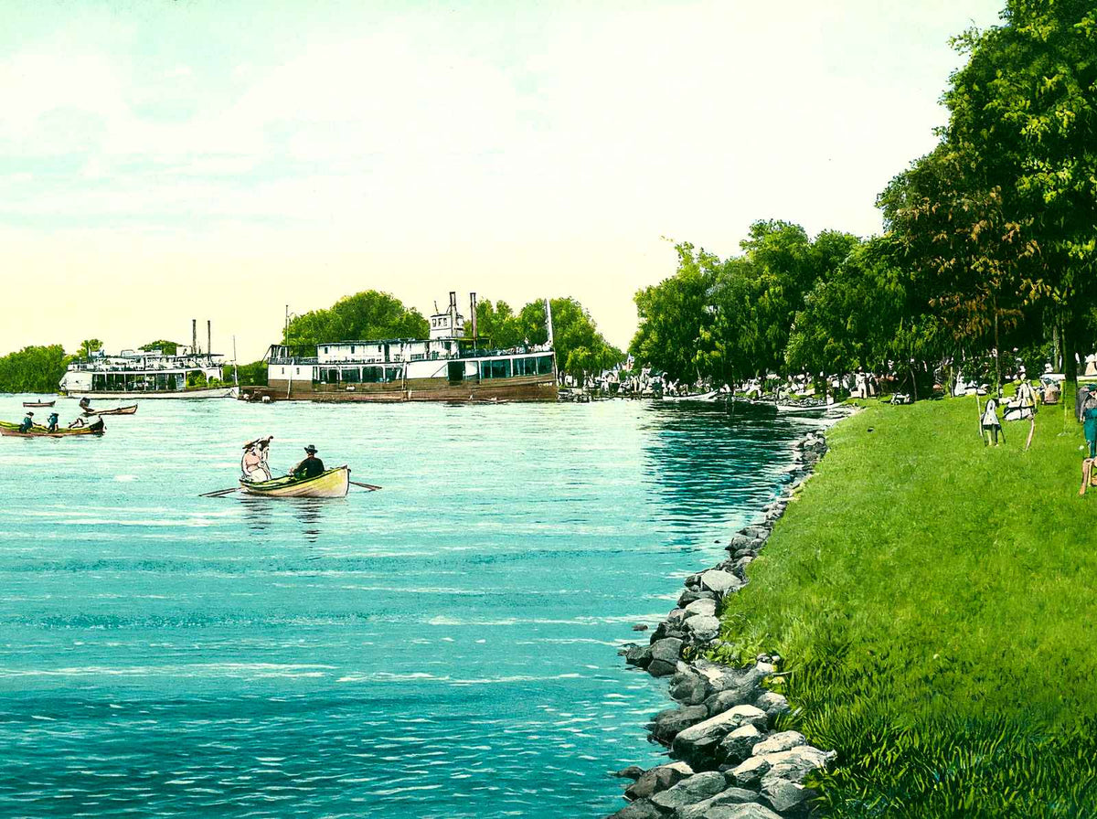 Picnic at Riverside Park, Neenah, WI 1908 vintage print