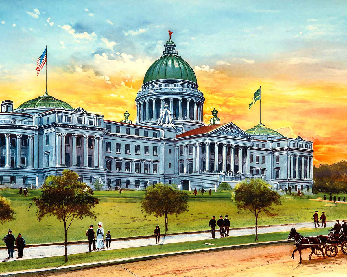 Mississippi State Capitol, Jackson, MS vintage print