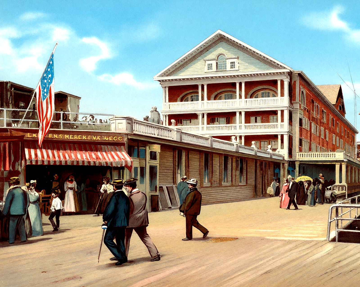 Hotel Luray from Boardwalk, Atlantic City, NJ vintage print