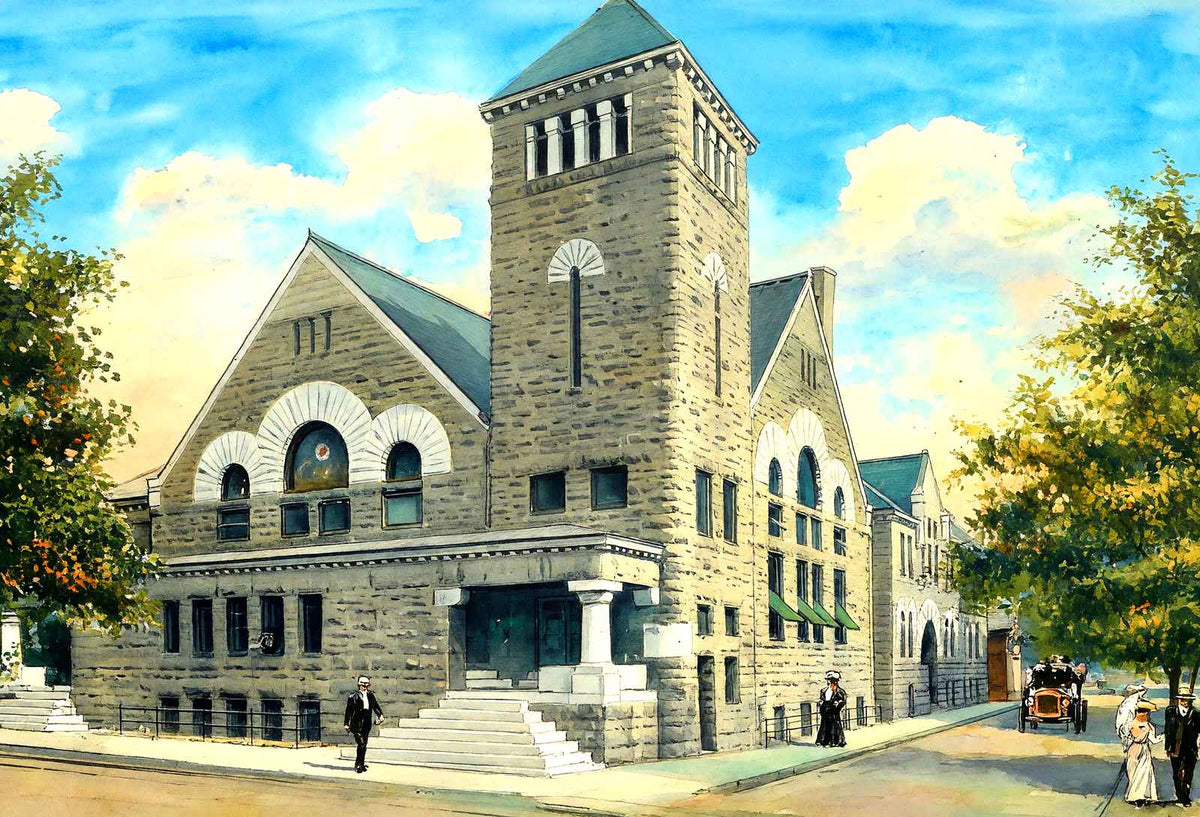 First M.E. Church, Knoxville, TN in 1907 painting