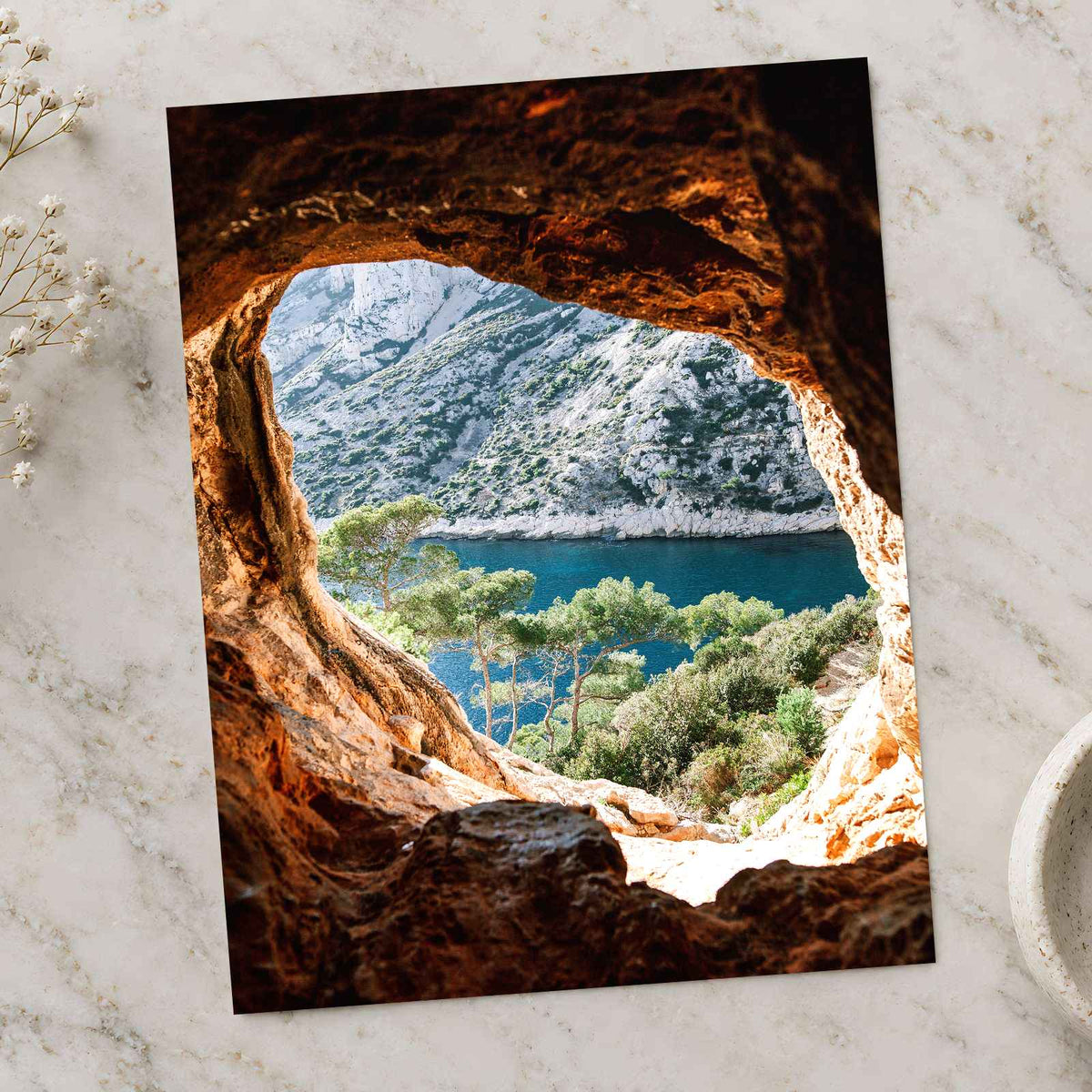 Lake Through a Cave on the Mediterranean Sea by Elisabeth Jurenka Photo Print Wall Decor