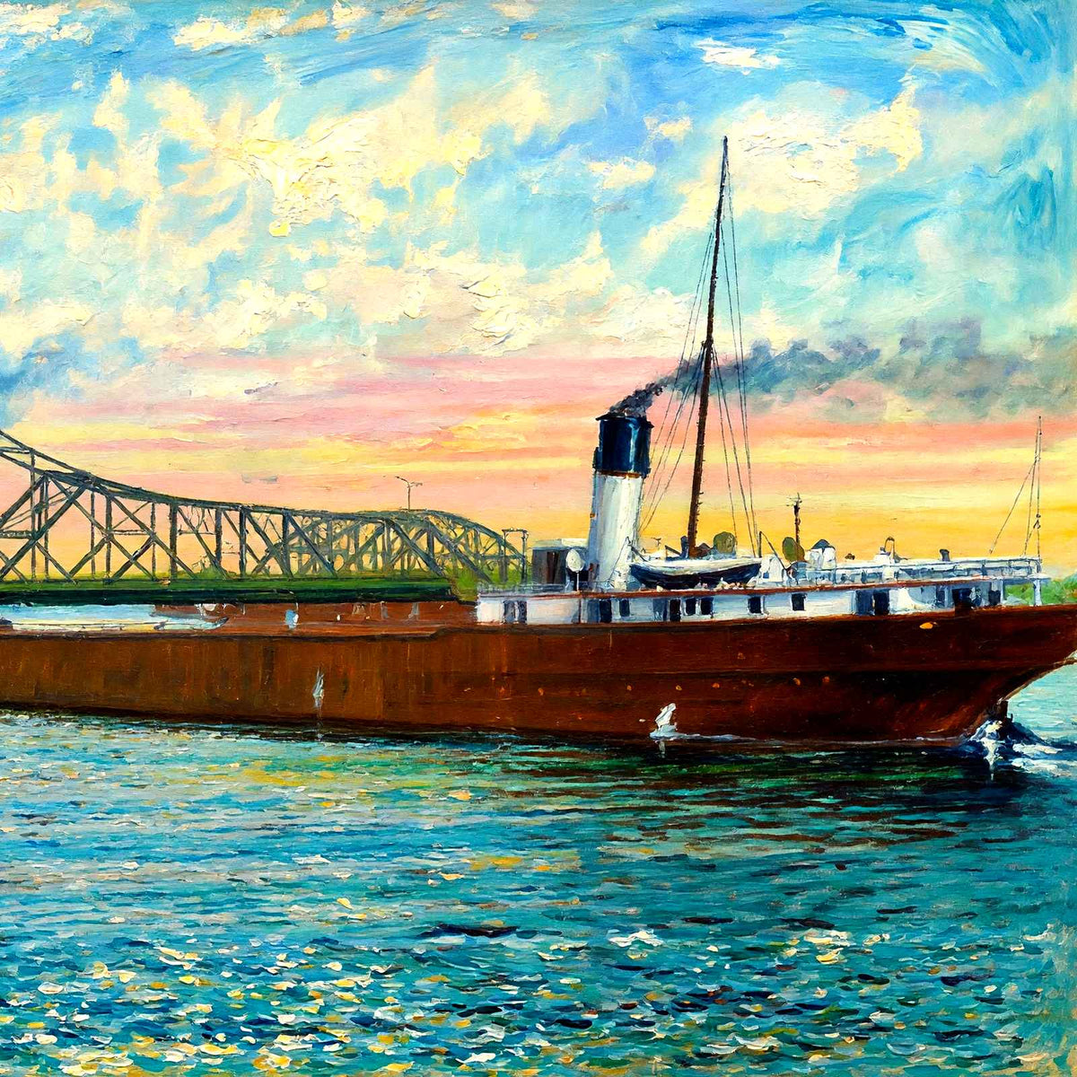 Interstate Bridge, Superior, WI in 1906 art print