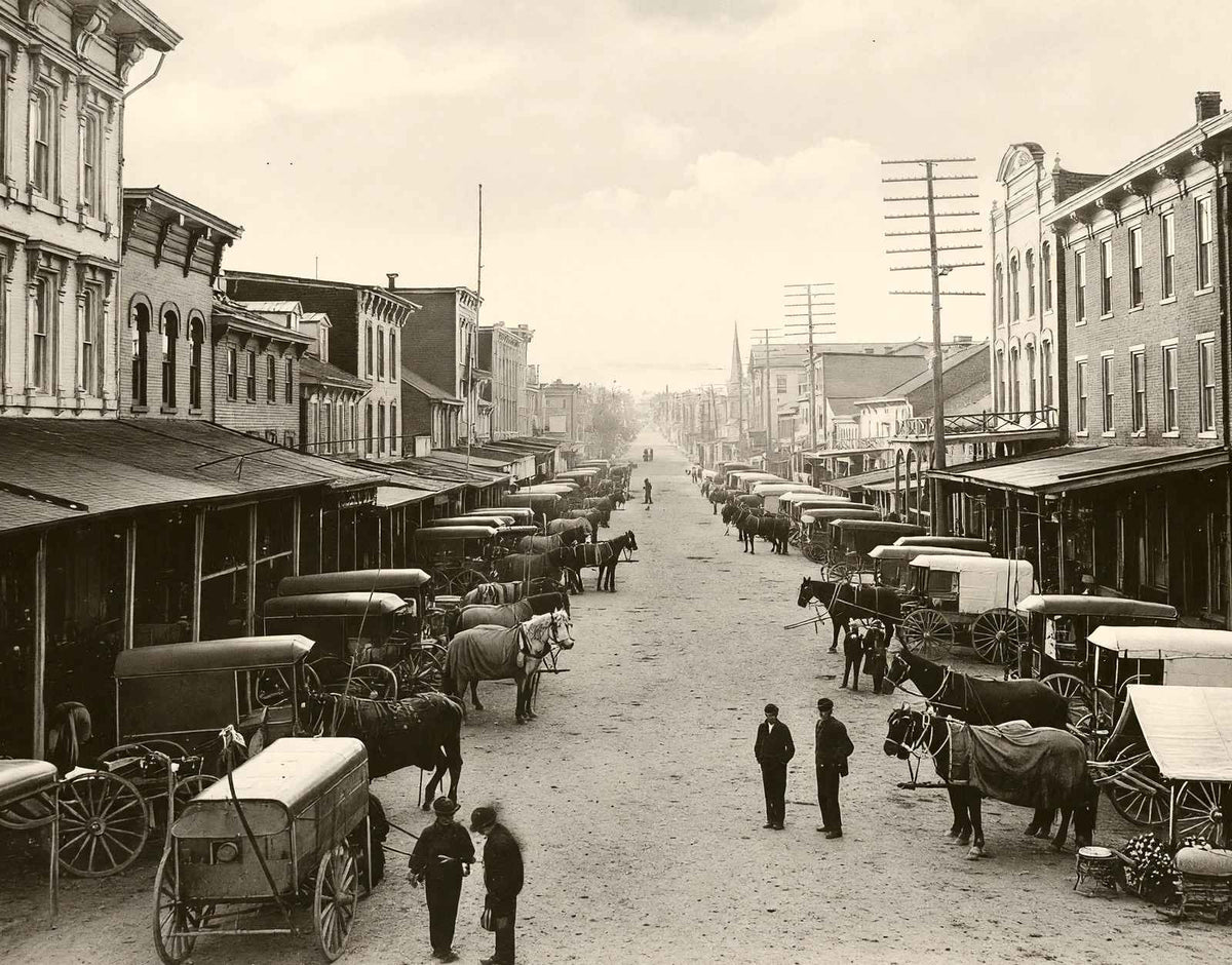 Market Day, Sunbury, PA in 1905 vintage print