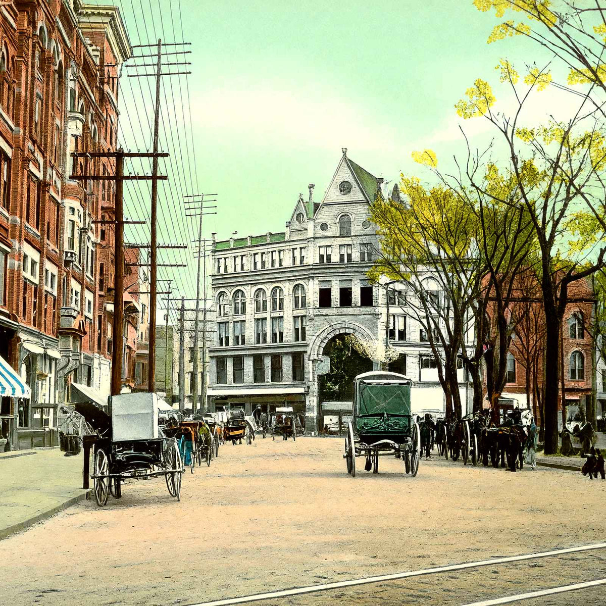 Public Square, Wilkes Barre PA in 1907 vintage print