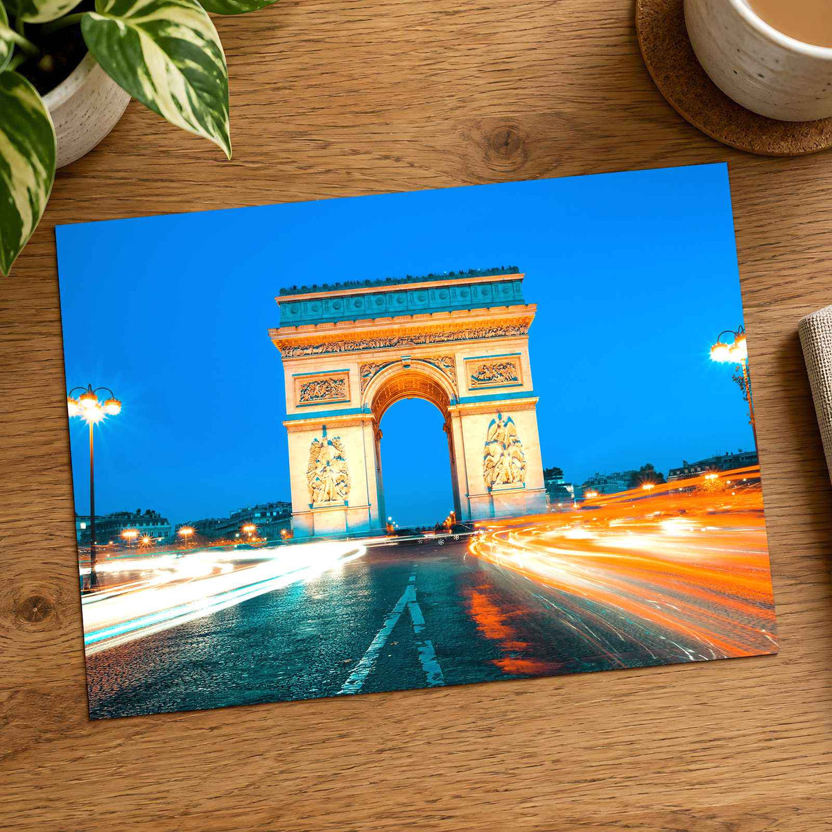 Famous Arc De Triomphe by Night, Paris France Photo Print Wall Decor