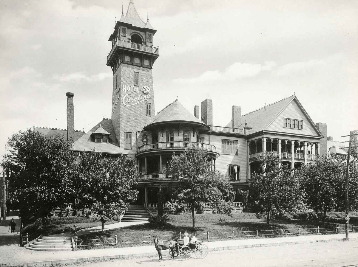 Historic Hotel Carrolina Durham NC in 1904 vintage photo print