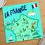 Happy Map of France by Lal Smile Art Print Wall Decor