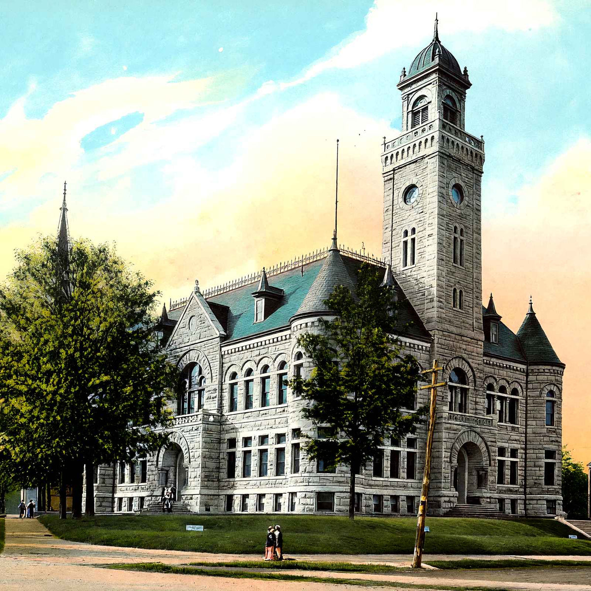 Court House, Waukesha, WI in 1906 vintage print