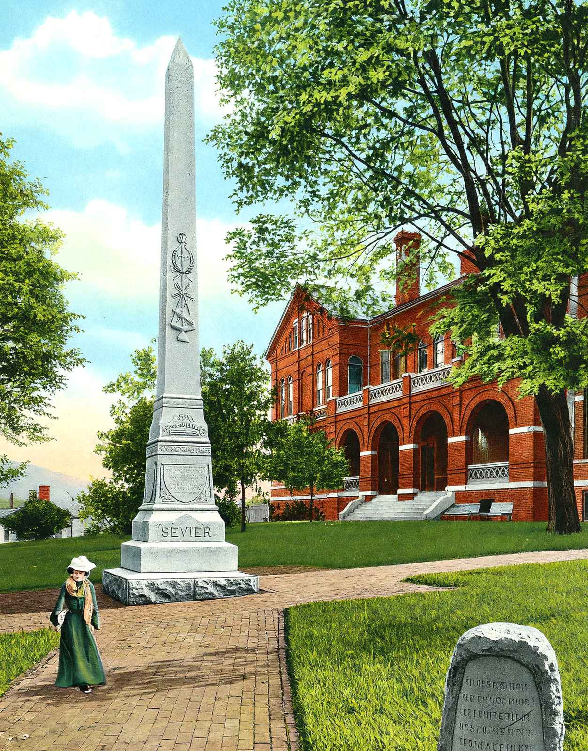 John Sevier Monument, Knoxville, TN in 1908 vintage print
