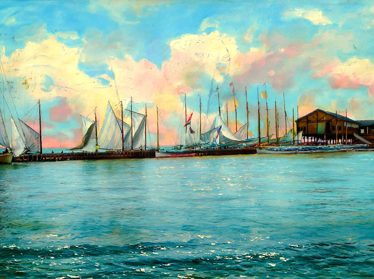Inlet Boats, Atlantic City, NJ in 1901 art print