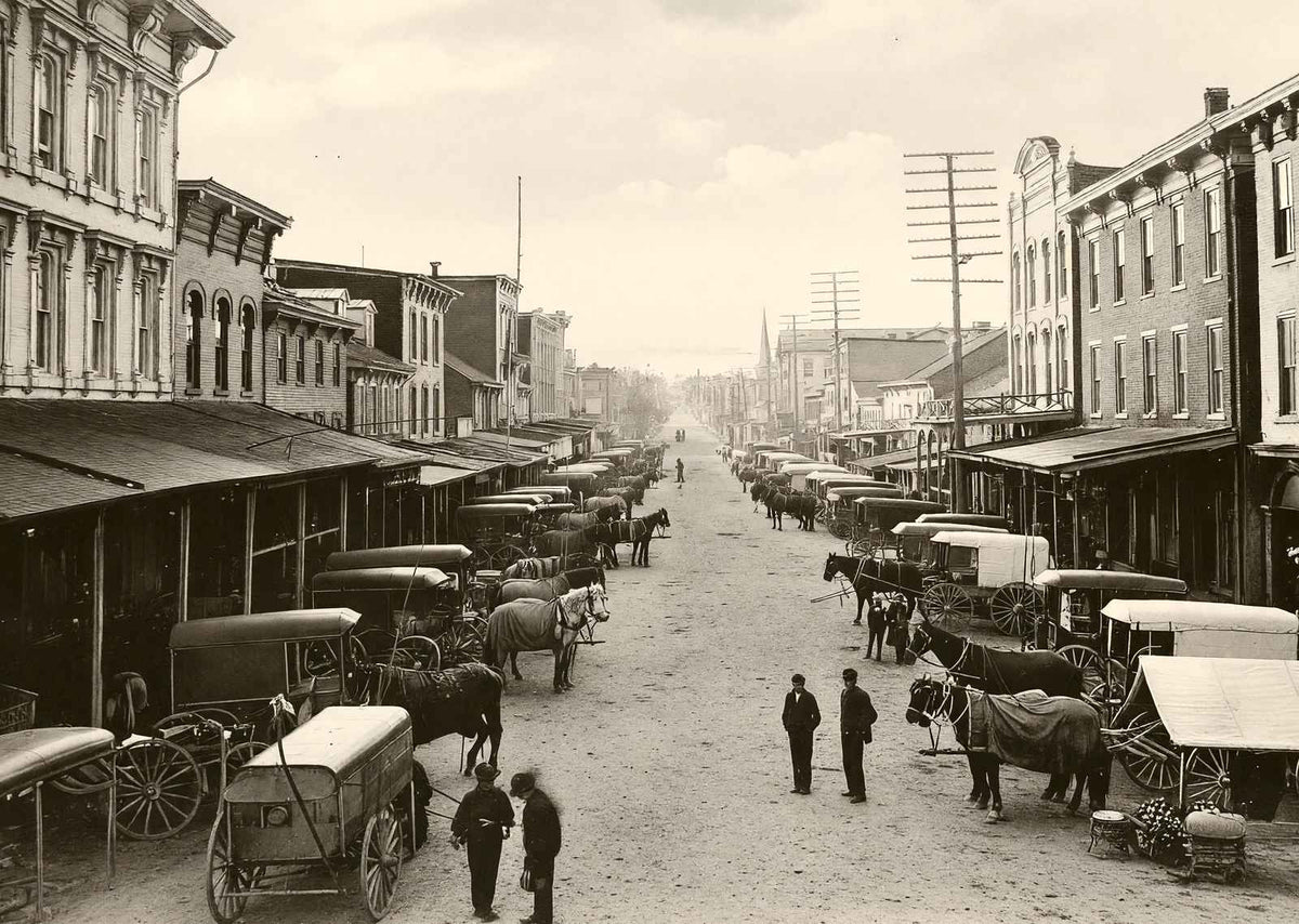 Market Day, Sunbury, PA in 1905 vintage print