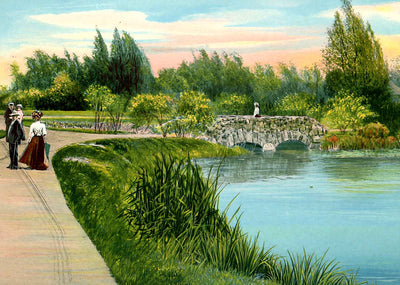 Lily Pond, Washington Park, Milwaukee, WI vintage print