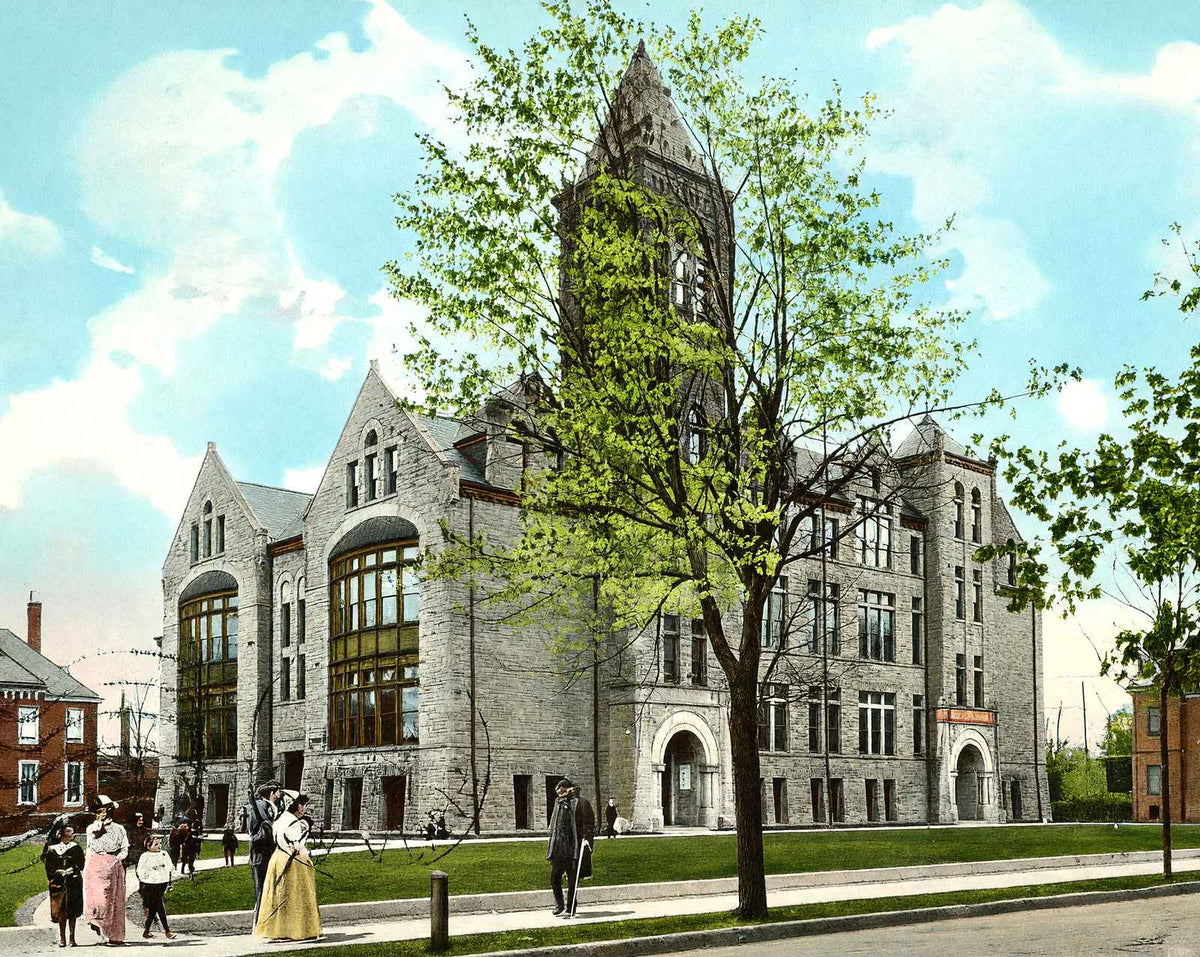 High School, Trenton, NJ in 1905 vintage print