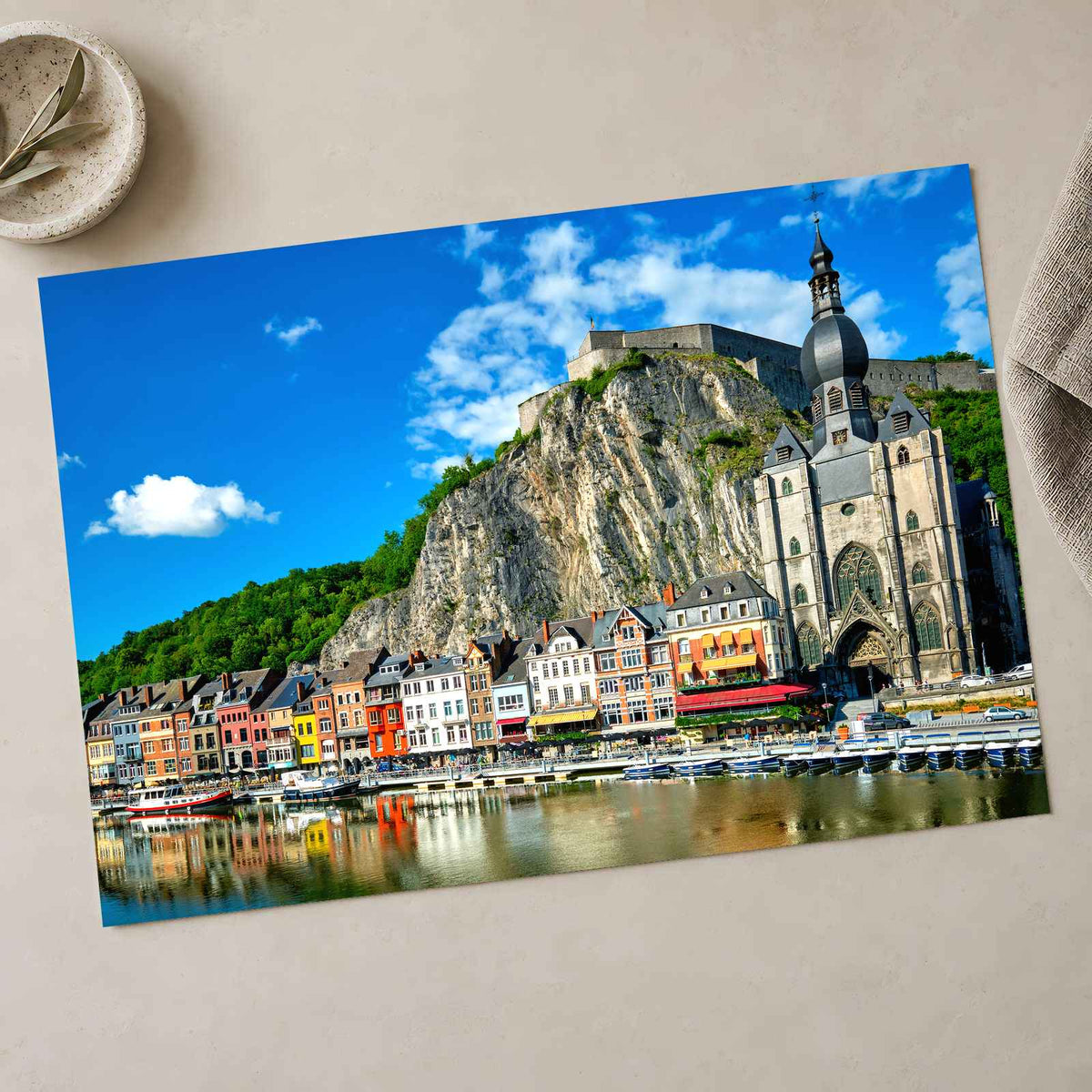 Church and Town by Sea Photo Print Wall Decor
