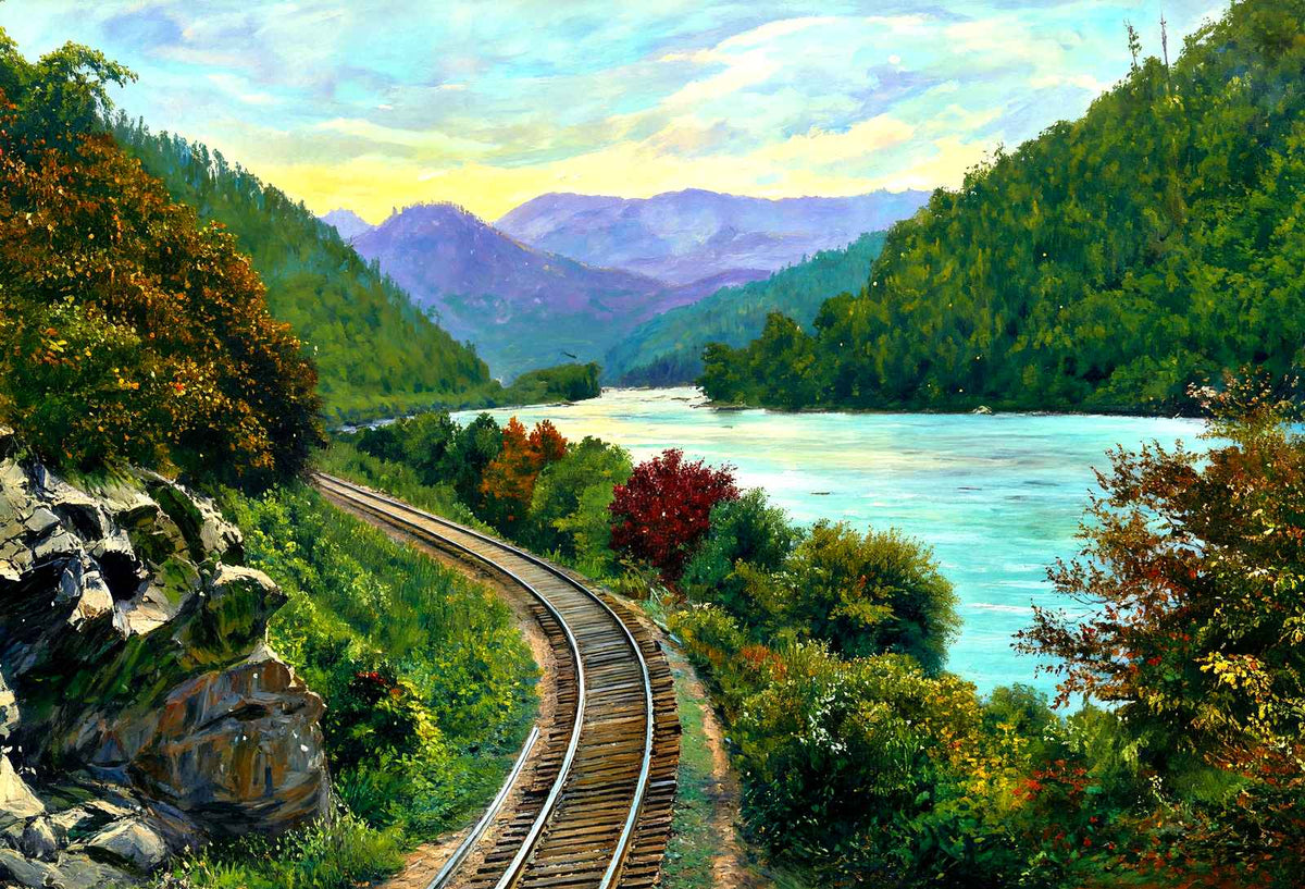 Indian Bluff, French Broad River, Asheville painting
