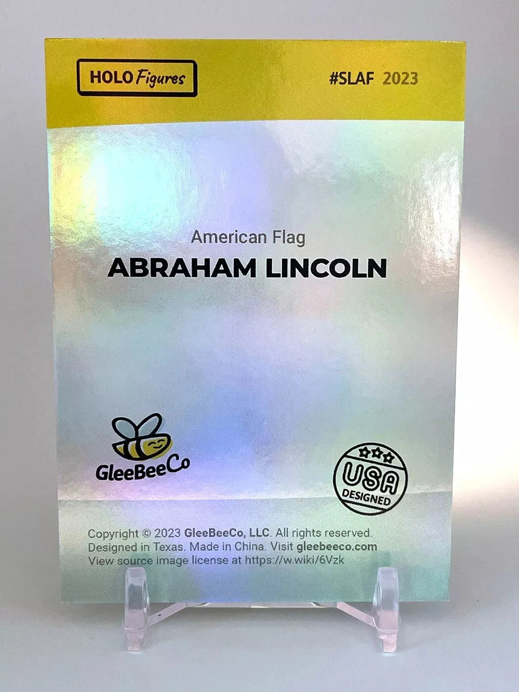 ABRAHAM LINCOLN Card "Smiling Lincoln" American Flag HOLOGRAPHIC GleeBeeCo #SLAF