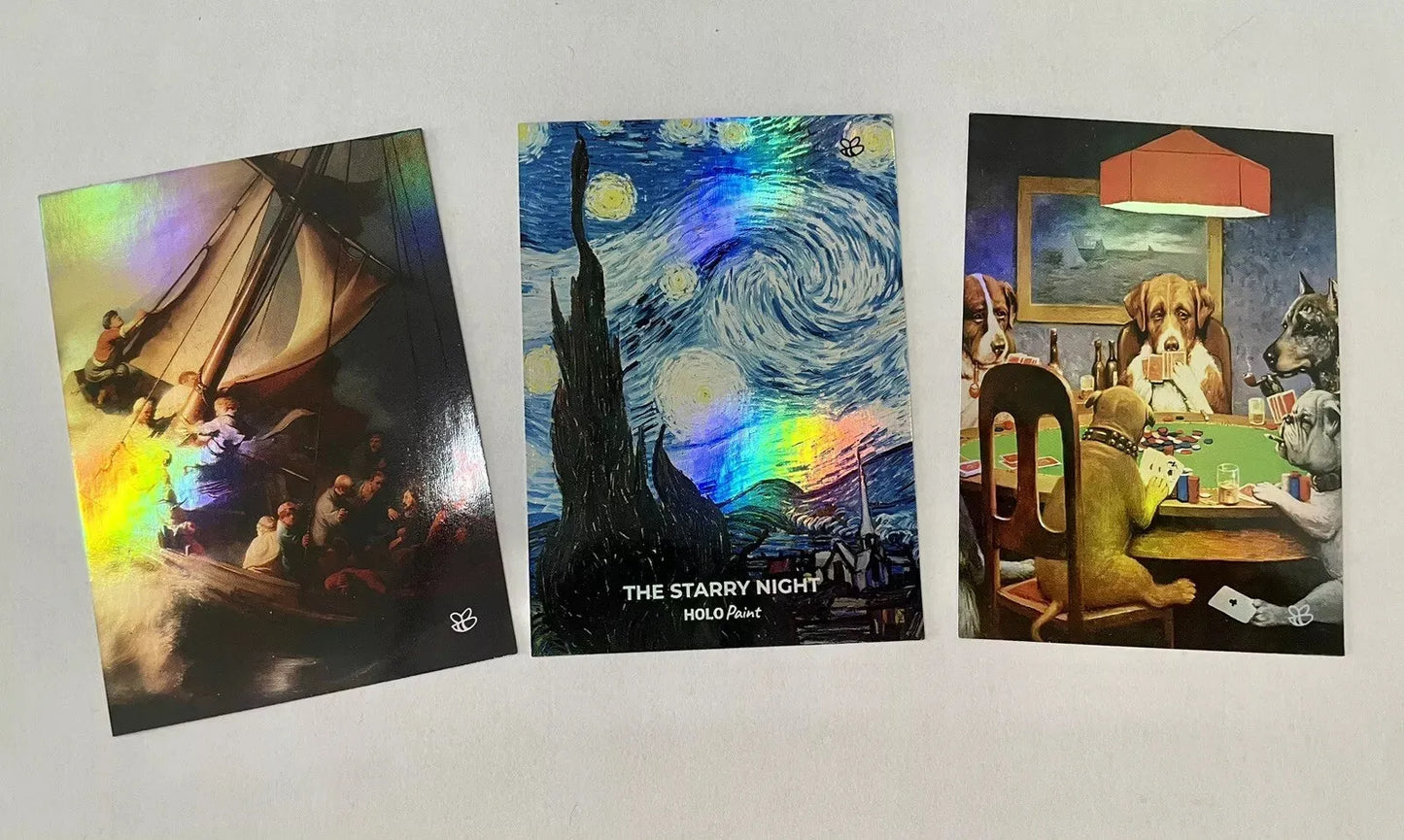 10 Famous Paintings Holographic Trading Cards (Mona Lisa, Starry Night, etc.)