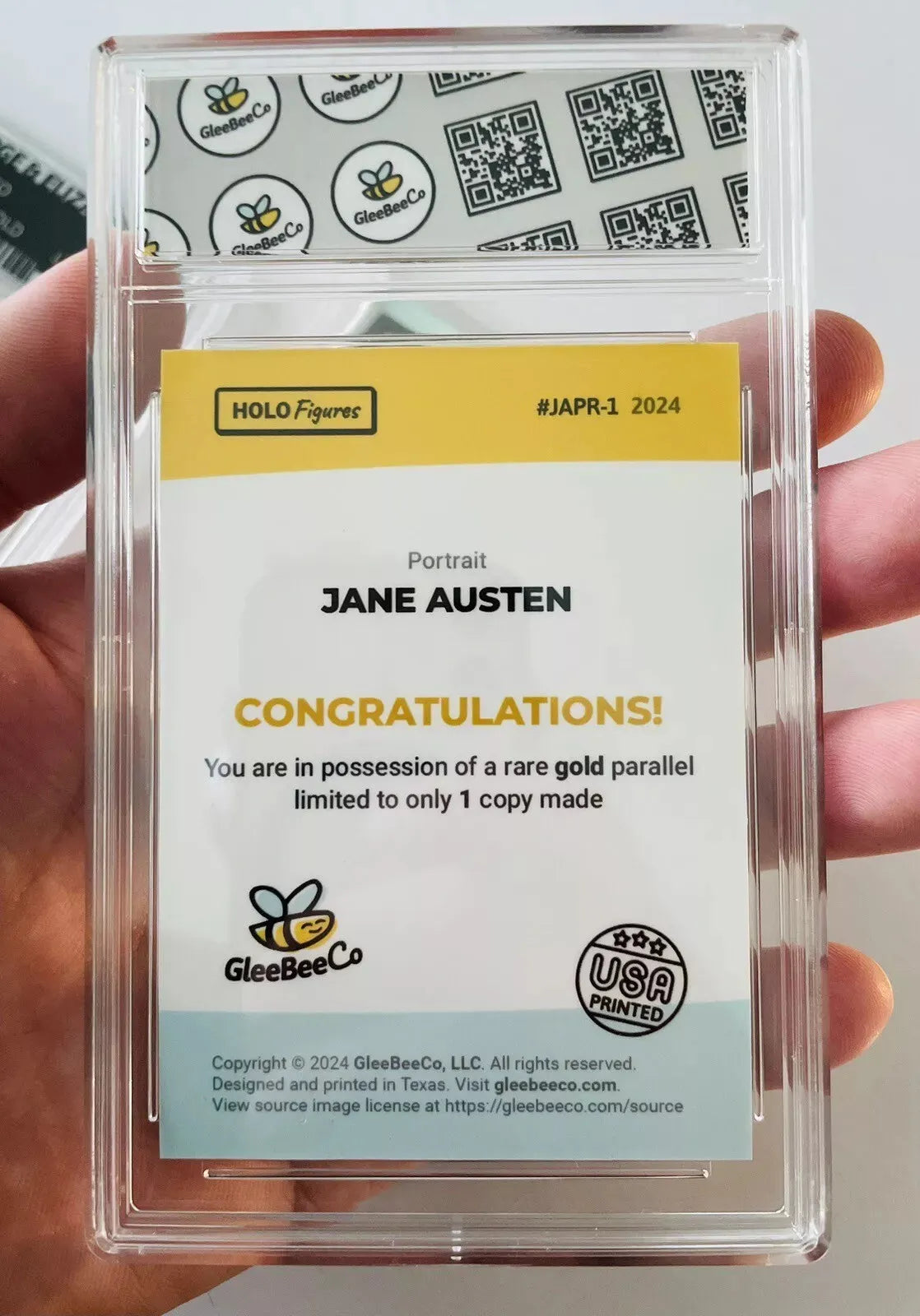 1/1 Holographic JANE AUSTIN Art Card 2024 GleeBeeCO #JAPR-1 *Gold* One & Only