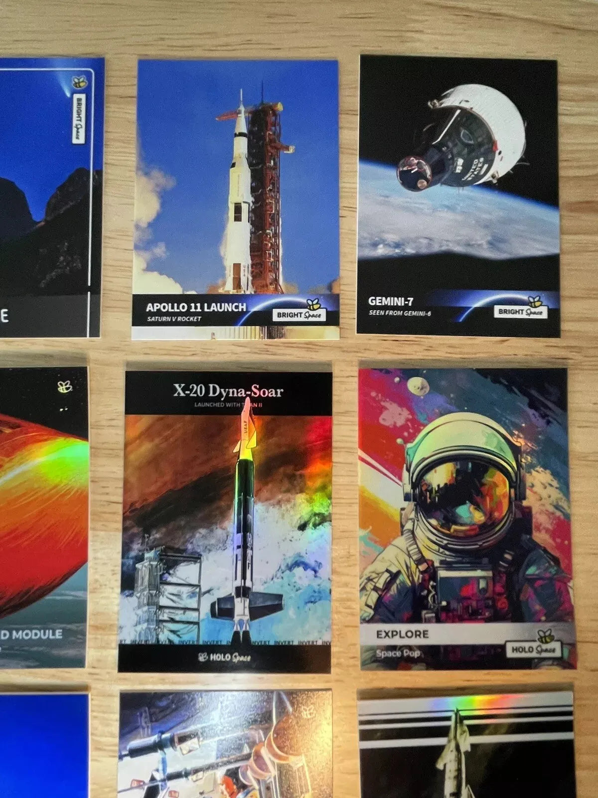 14 GleeBeeCo SPACE Cards Lot (6 Holographic) Apollo 11 GEMINI-7 Titan III, NASA