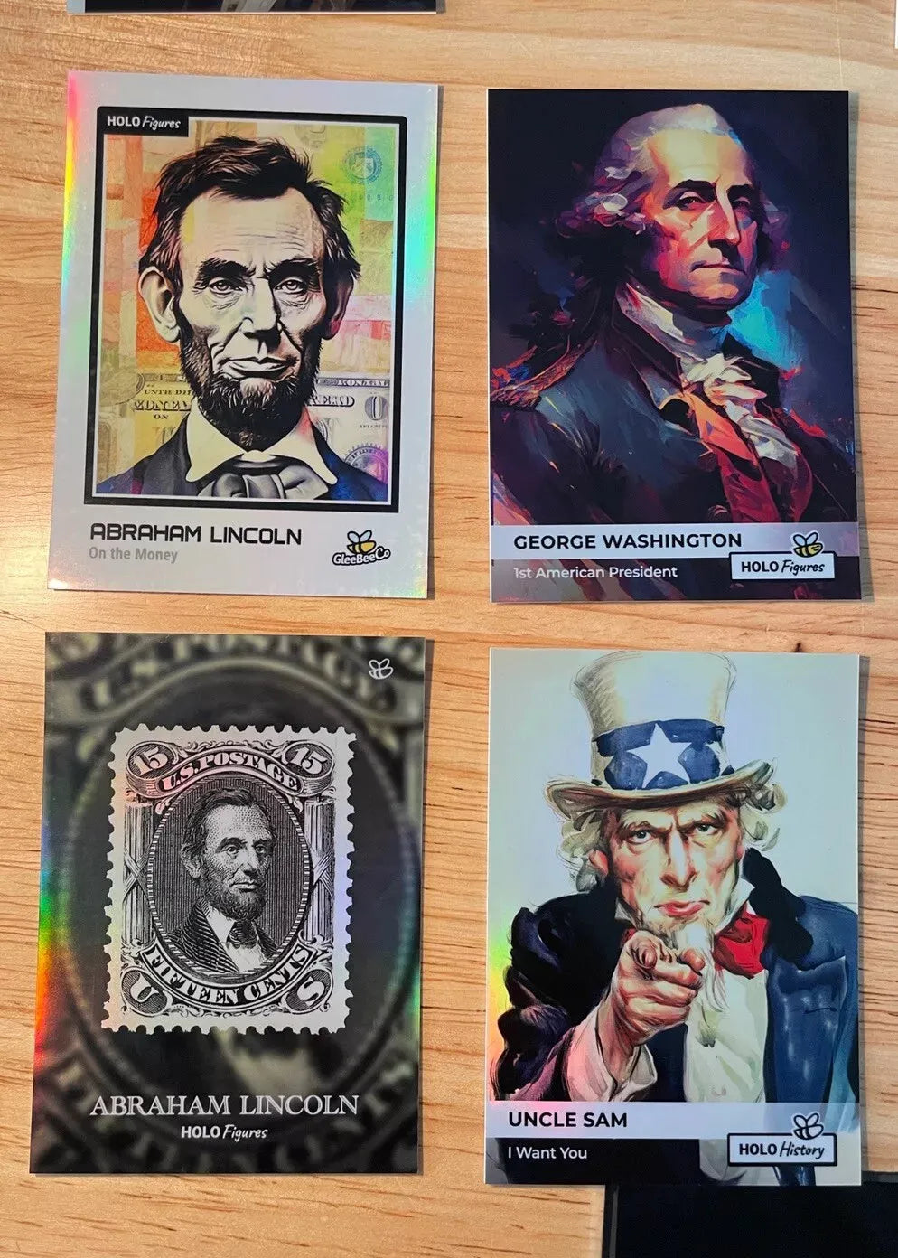 American Statesmen Holographic 12 Card Lot, GleeBeeCo; Washington, Lincoln, More