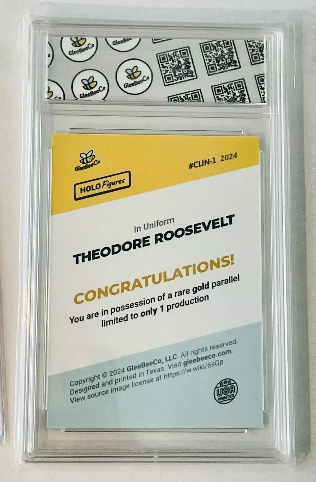 Two 1/1 Theodore TEDDY ROOSEVELT Holo Gold Signature Cards GleeBeeCo 2024 - RARE