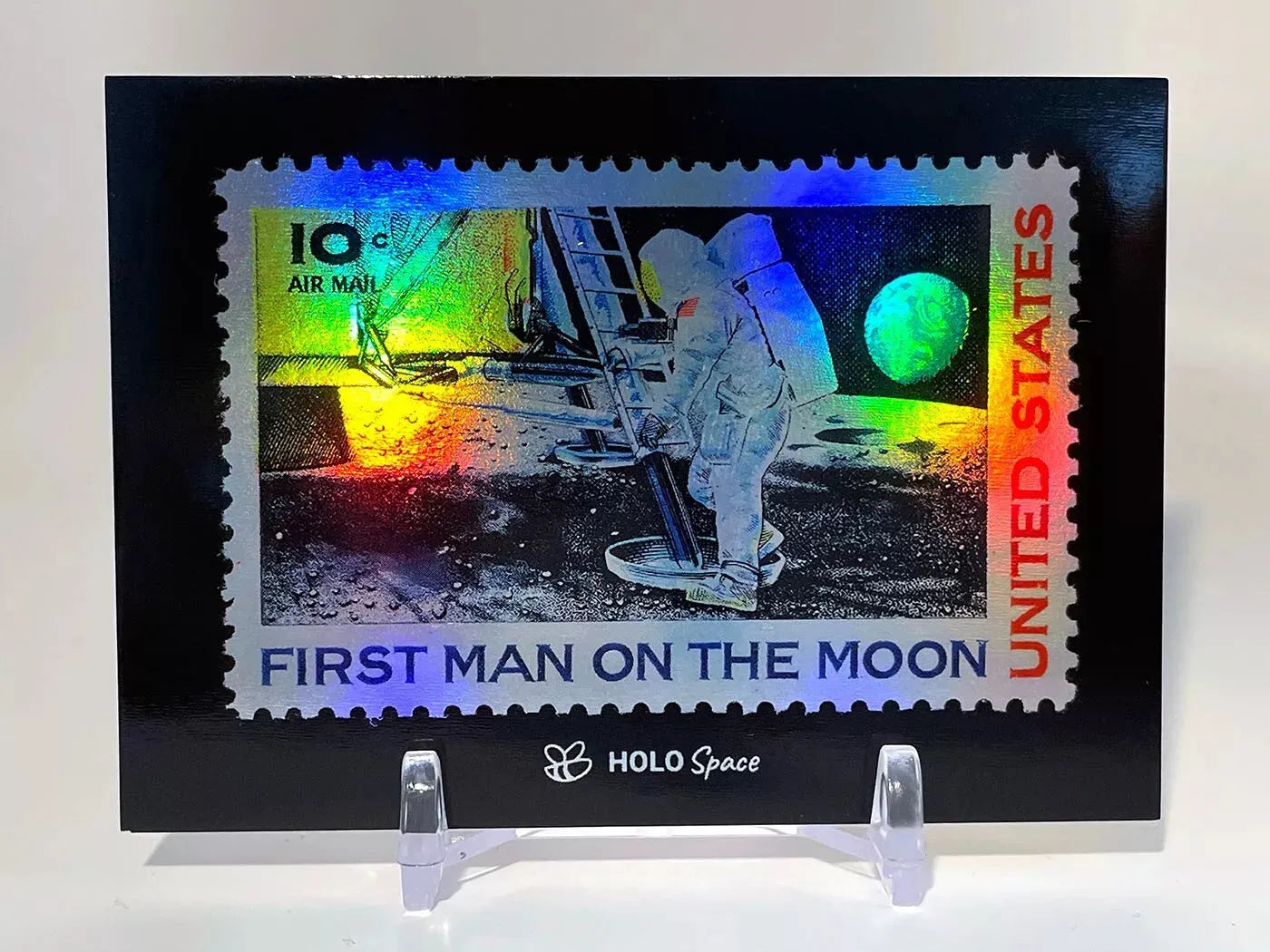 First Man on the Moon Card (10c Stamp) - 2023 GleeBeeCo Holo Space #FRUS NASA