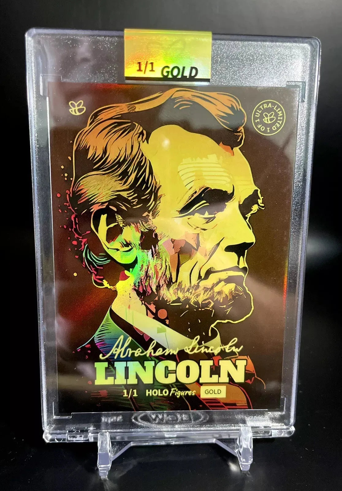 1/1 2024 GleeBeeCo ABRAHAM LINCOLN Neon Holo GOLD Signature # ALNA-1 ONE PRINTED