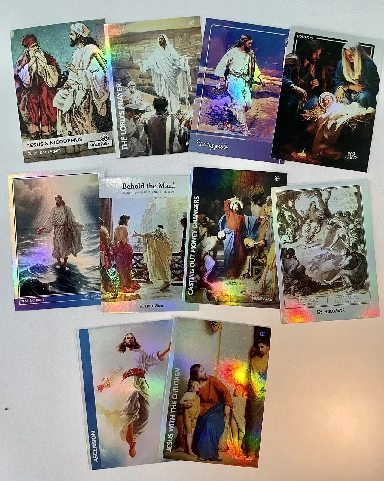 10 Jesus Christ Holographic Trading Cards Lot (GleeBeeCo)