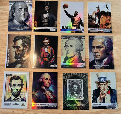 American Statesmen Holographic 12 Card Lot, GleeBeeCo; Washington, Lincoln, More