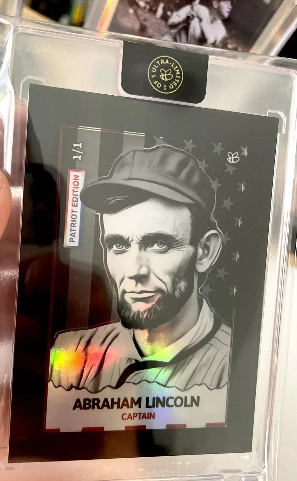 1/1 Abraham Lincoln PATRIOT EDITION Baseball Card - ONLY ONE MADE (GleeBeeCo)