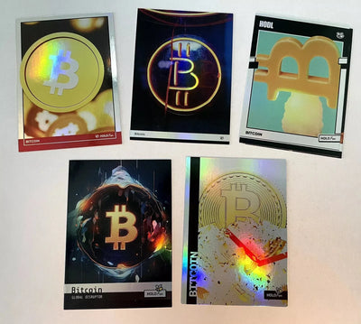 5 Bitcoin Holographic Trading Cards Lot (GleeBeeCo) - Awesome