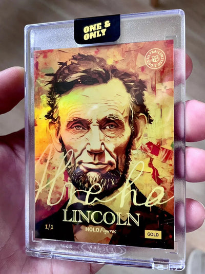 1/1 Rare ABRAHAM LINCOLN Encased Gold Holographic Card Signature 2024 GleeBeeCo