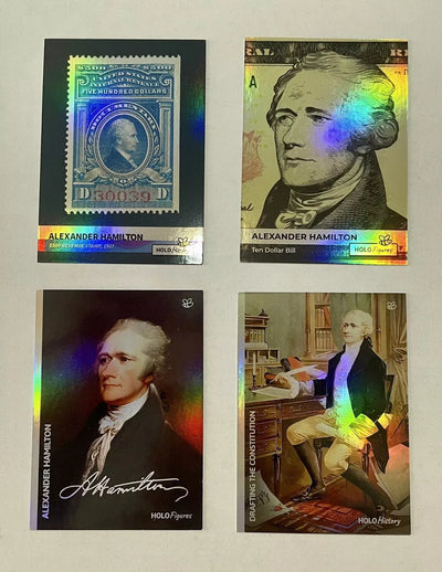 4 Alexander Hamilton Holographic Trading Cards Lot (GleeBeeCo)