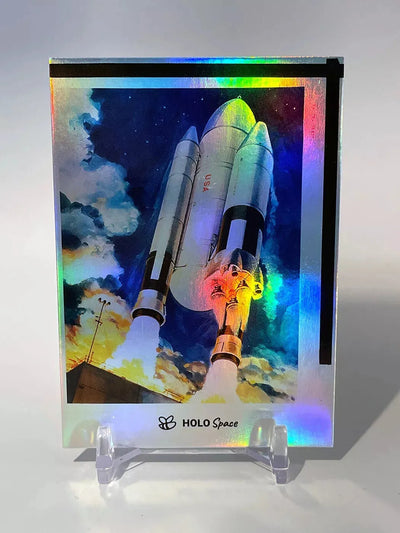 Vintage NASA Concept (Future Space Activities) Holographic Card - GleeBeeCo 2023