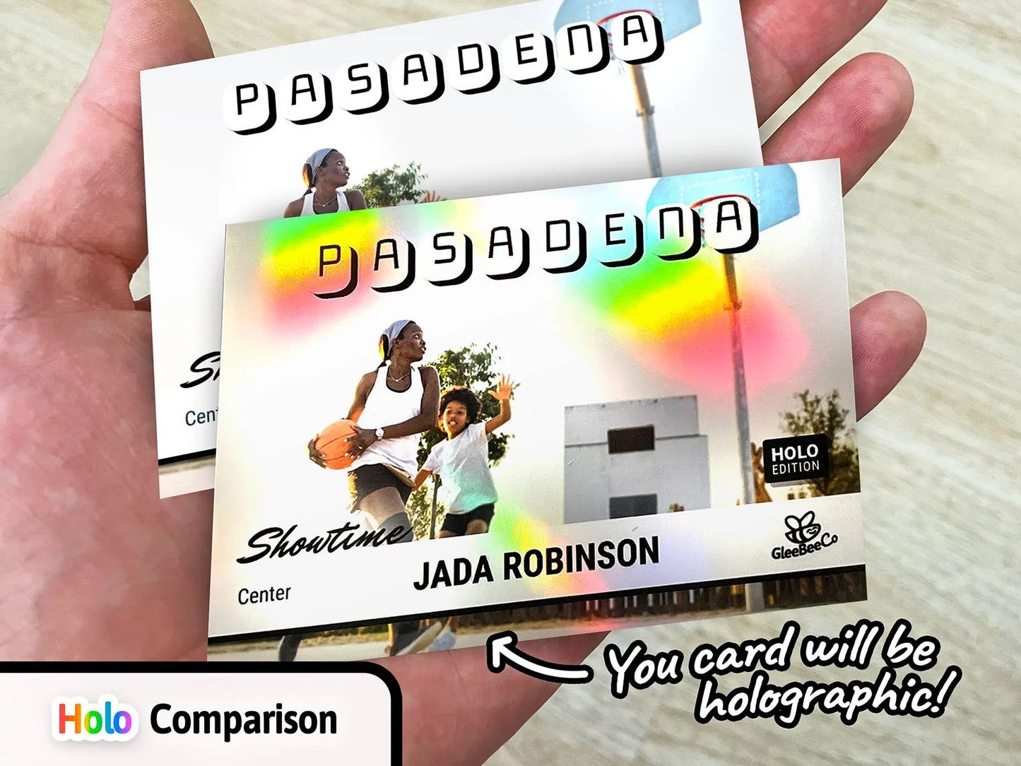 Showtime Custom Card for Kids & Teens - Personalized Holographic Baseball, Football or Basketball Card (Any Sport)