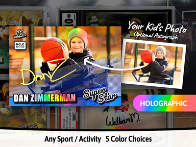 Superstar Custom Holographic Sports Card - Your Kid's Photo & Name - Birthday or Dad's Gift - Baseball, Football or Any Sport