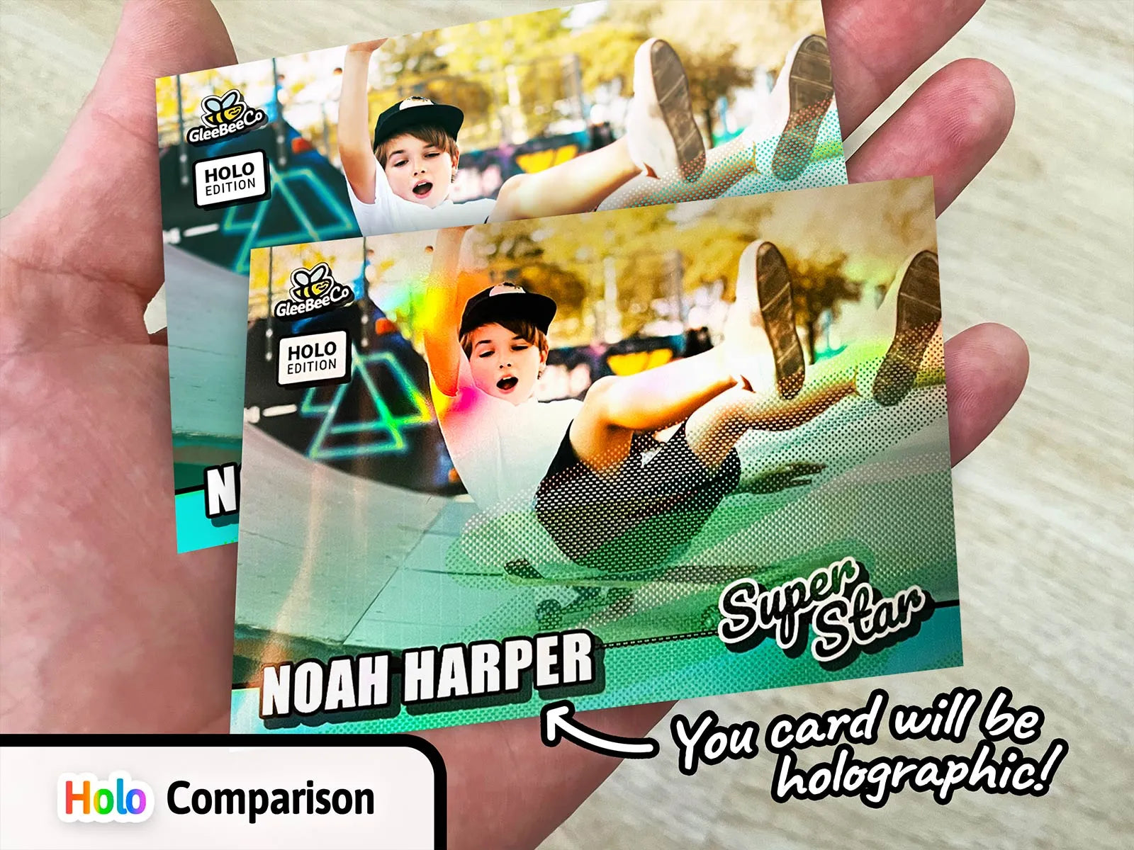 Superstar Custom Holographic Sports Card - Your Kid's Photo & Name - Birthday or Dad's Gift - Baseball, Football or Any Sport Superstar Custom Holographic Sports Card - Your Kid's Photo & Name - Birthday or Dad's Gift - Baseball, Football or Any Sport